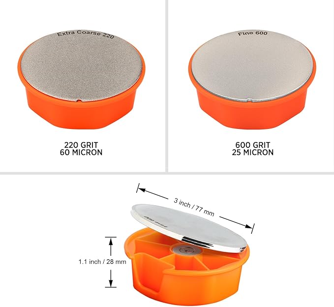 SHARPAL 216N Dual-Grit Diamond Sharpening Stone – Extra Coarse 220 / Fine 600 Grit Knife & Garden Tool Sharpener for Lawn Mower Blades, Axes, Hatchets, Machetes, Hedge Shears, Fathers Day Gift