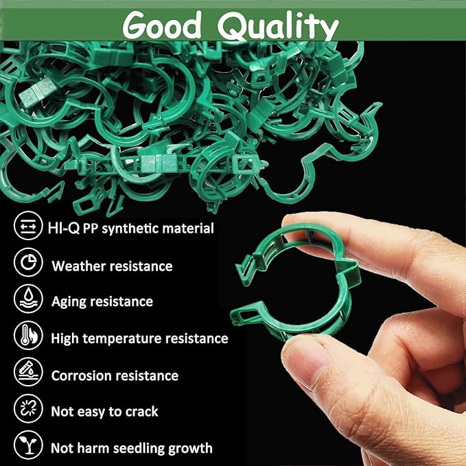 150PK Plant Support Clips - Tomato Clips for String Trellis, Grape Vine Clips for Garden Netting Climbing Plants, Secured Plastic Plant Clip for Fixing Stem and Vine