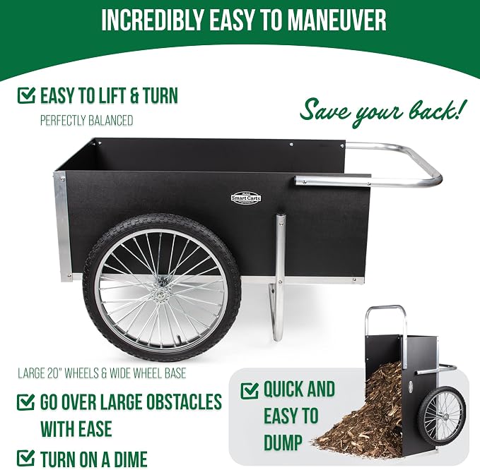 Ultimate Gardener Cart with 7 CF Capacity, Large 20-Inch Wheels for Effortless Maneuverability, and Aluminum Frame That is Strong, Lightweight, and Rustproof