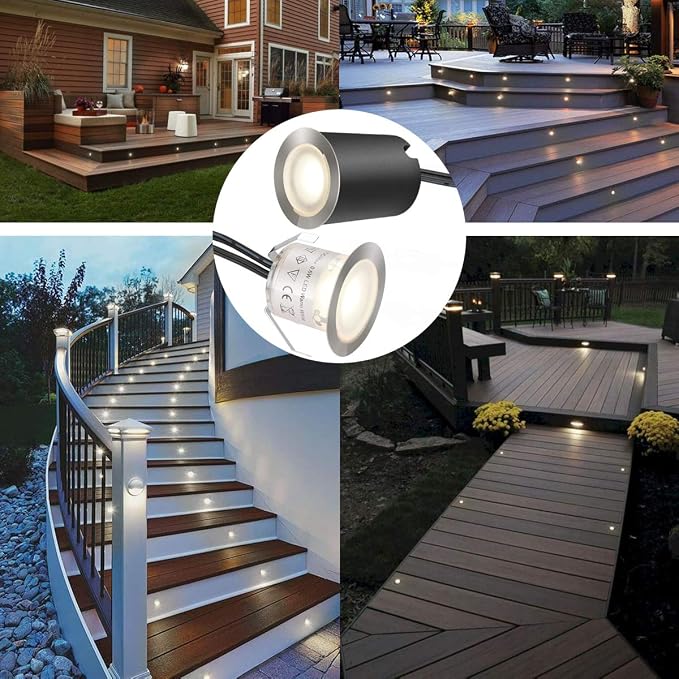 SMY Lighting Recessed LED Deck Light Kits with Black Protecting Shell φ32mm, Outdoor Landscape Lighting IP67 Waterproof,12V Low Voltage for Garden,Yard Steps,Stair,Patio,Floor,Kitchen Decoration