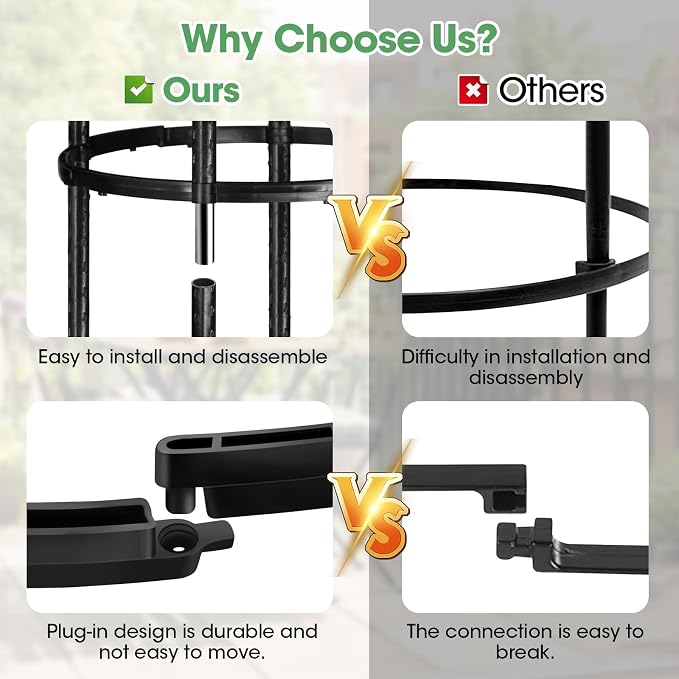 Tower Obelisk Garden Trellis for Climbing Plant，6.2FT/74.4" Rustproof Metal Potted Plant Climbing Support for Indoor Outdoor Flowers Vegetable Fruits Vines Support （1pcs）