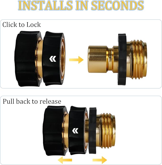 LIULO TOOL 3/4 Inch Garden Hose Quick Connect, Aluminum Garden Hose Fittings, Male and Female Water Quick Release Connector (3Female+6Male)