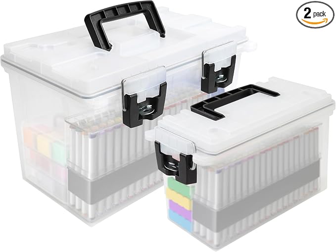 Sheffield 12722 Storage Bins With Lids, 2-Pack Stackable Storage Bins, Made in USA, Lockable and Water-Resistant Containers with Lids, Plastic Containers for Home, Classroom, and Dorm