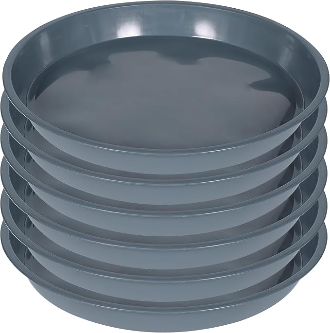 VUWEZ 6 Pack of 18 inch Plant Saucer (16 Inch Base), Plant Saucer 18 Inch Round, Plant Trays for Pots, Plant Drip Tray, Plant Pot Saucers, Pot Saucer 18", Plant Saucers for Indoors (18", Gray)