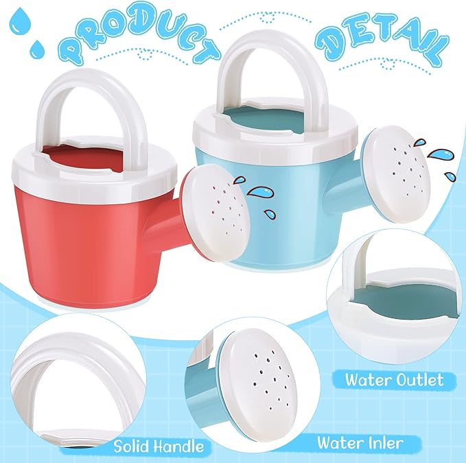 Sosation 12 Pcs Mini Kids Watering Cans, Colorful Plastic Small Watering Cans with Handle, Toddler Beach Sand Bath Shower Toy, Child Gardening Tool & Party Favor Gift(Basic Style)