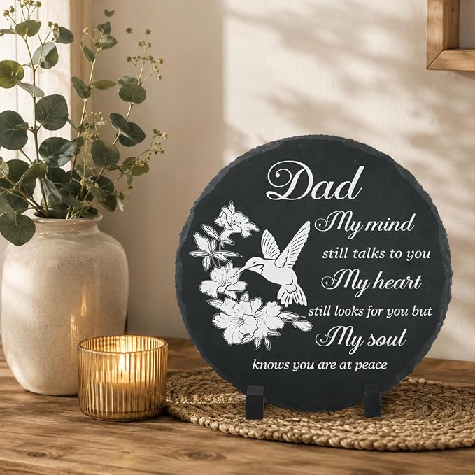 Dad Memorial Stone Memorial Gifts for Loss of Dad, Loss of Father Sympathy Gifts in Memory of Dad Grave Garden Stepping Slate Stones