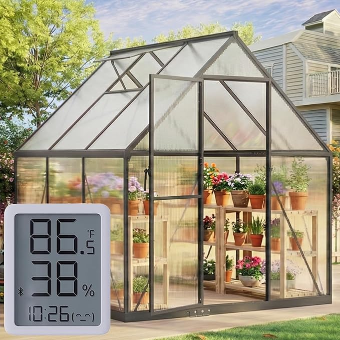 6X6FT Small Greenhouses, Enhanced Aluminum Small Greenhouse for Outdoors and Garden Planting, Green Houses for Outside Withstands Bad Weather to Protect Vegetable or Plants