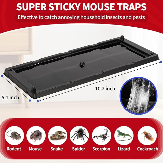 LULUCATCH Mouse Traps, 120 Pack Large Glue Traps Mouse Traps Indoor for Home, Pre-Baited Non-Toxic Bulk Glue Boards for Mice, Snakes, Rat, Lizard, Cockroach & Spiders, Pet Safe, Easy to Use