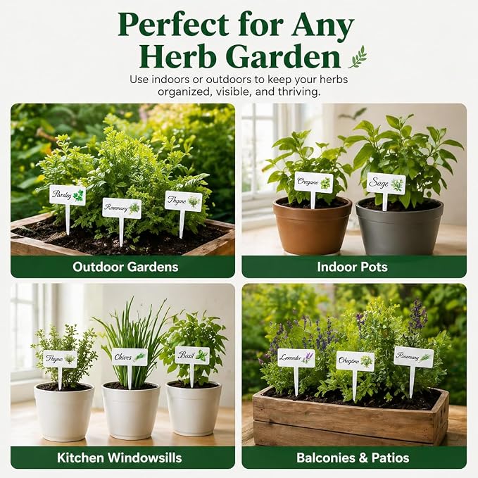 12Pcs Herb Garden Signs - 12 Styles Plant Labels for Outdoor Acrylic Markers - Waterproof Reusable Stakes Tags With Names for Vegetables Indoor Outdoor Decoration