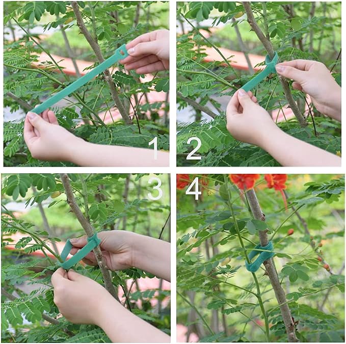 Hook＆Loop Garden Plant Cable Ties, Adjustable Garden Nylon Ties for Supporting Plant and Vines, Multi-Functional Ties(100 Pcs, 8 Inch, Green)