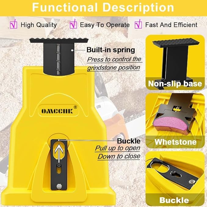 Chainsaw Sharpener with Grinding Stones, Portable Chain Sharpener Tool for 12''-22'', Universal Chainsaw Sharpening Kit for Fast & Easy Chain Blade Sharpening