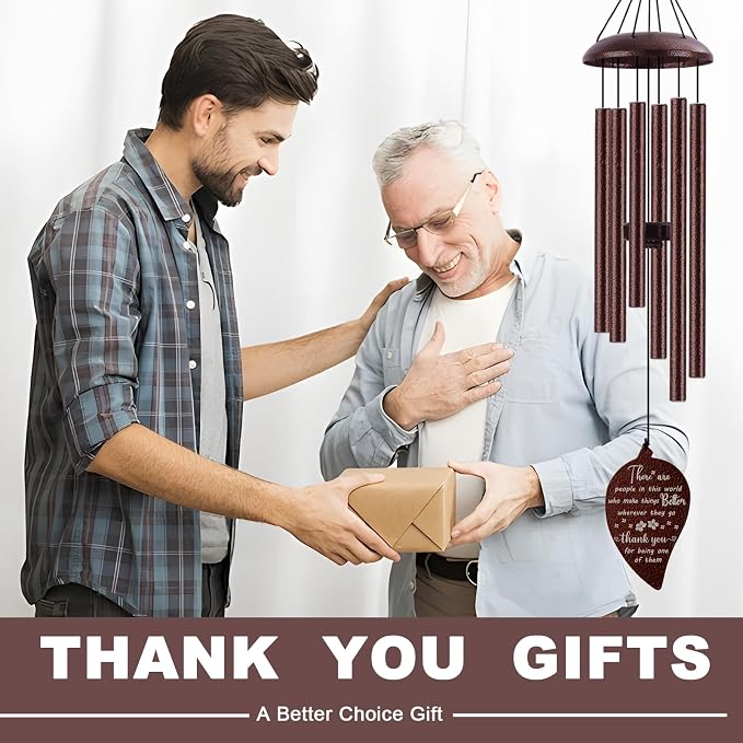 Thank You Gifts for Women Men, Thank You Wind Chimes, Appreciation Gifts for Employee Coworkers Pastor Teachers Colleague, Thanksgiving Day Hostess Gift for Family Friends, Bronze,32"