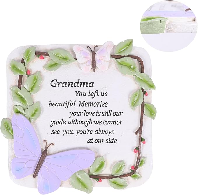 10 Inch Resin Memorial Garden Stone, Outdoor Decor, Sympathy Garden Marker, Sympathy Gift for Loss of Mom, Remembrance of Beloved Mather (Grandma)