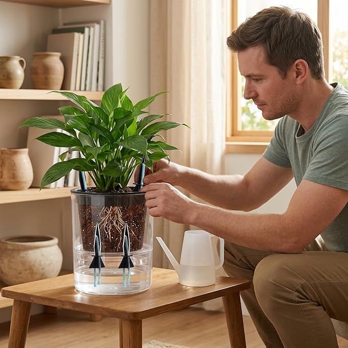 Self Watering Spikes, 12 Pack Plant Watering Spikes with 33ft Wicking Rope for Busy Lifestyle Plant Care, Automatic Plant Watering Spikes for Indoor Plants, Potted Plants, Garden Pots
