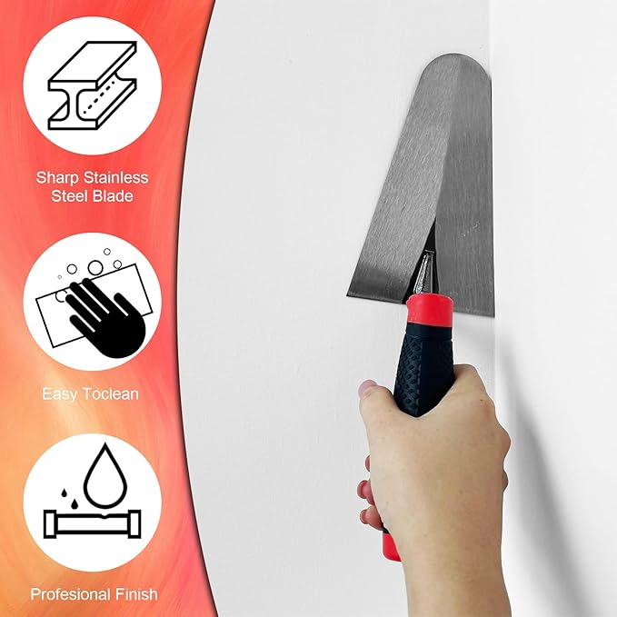 Bricklaying Trowel 4pcs Set, 5.9" 7" 7.87" 8.86'' Masonry Margin Gauging Trowel with Slip-resistant Handles, Brick Tool Set for Brickwork, Stonework, Masonry (Black-D Set)