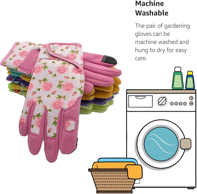 Gardening Gloves,Women Yard Work Garden Glove,Gifts | Thorn Proof,Puncture Resistant,Touchscreen,Gift,Leather,Spandex