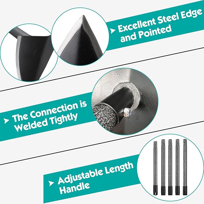 Triangle Hoe, Metal Garden Hoe for Weeding Long Handle 60", Gardening Hand Hoe Garden Tool Heavy Duty for Digging, Cutting and Loosing Soil