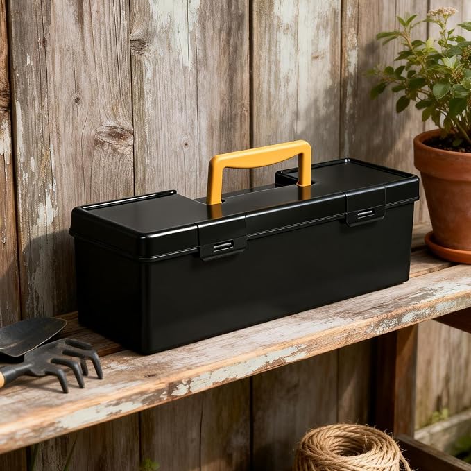tutata Seed Packet Organizer Box Plastic Portable Seed Packet Storage Box, Seed Storage Organizer - Black