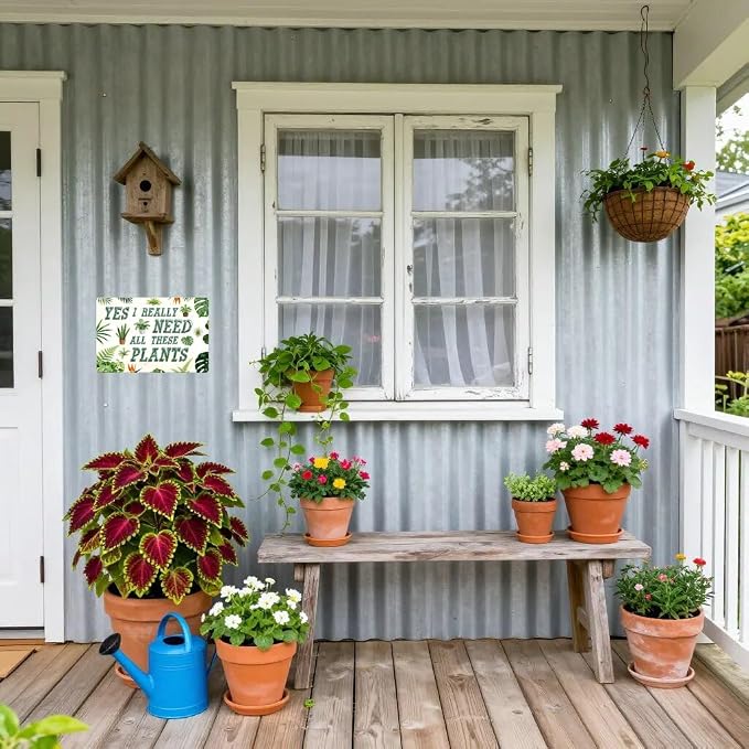 Funny Garden Signs, Vintage Garden Gift, Garden Decor for Outside, Yes I Really Need All These Plants Sign, Weatherproof Aluminum Outdoor Decor for Patio Yard Greenhouse Home, Garden Gift Wall Decor 12x8 Inch
