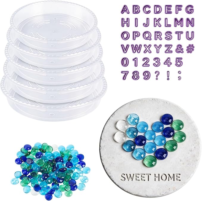 5 Size Stepping Stone Molds Set, Reusable DIY Clear Plastic Molds Kits, Molds for Concrete Stepping Stones, Multiple Sizes for Craft Projects