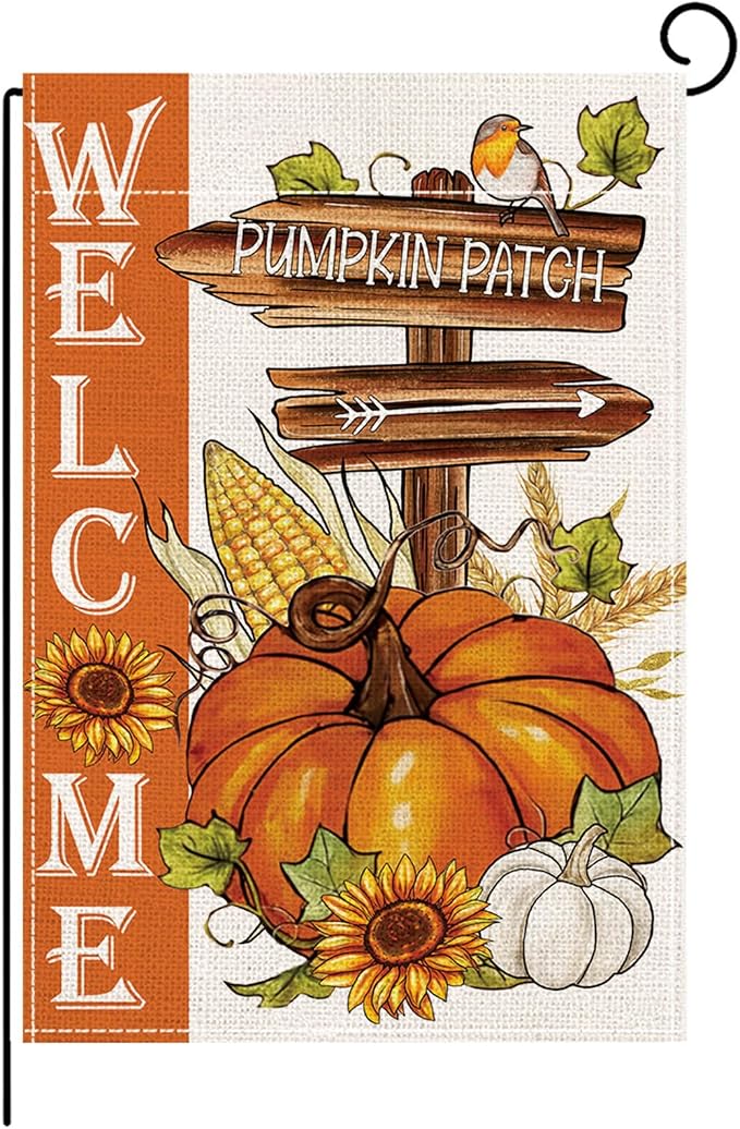 Fall Garden Flags, Fall Decorations for Home Outside, Fall Decorations for Home, Fall Thanksgiving Pumpkin Harvest Garden Flag Yard Outdoor Fall Decoration(12 * 18in)