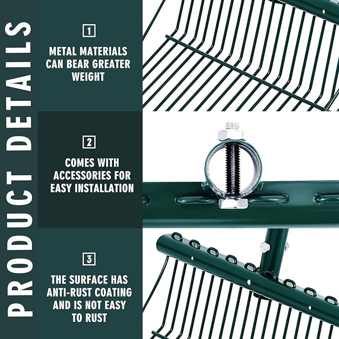 Tandefio 2 Pack Manure Fork Replacement Head Metal Pitchfork Horse Manure Rake Garden Pitch Fork Replacement Head with Angled Tines for Horse Stall Poop Picking up(Green)