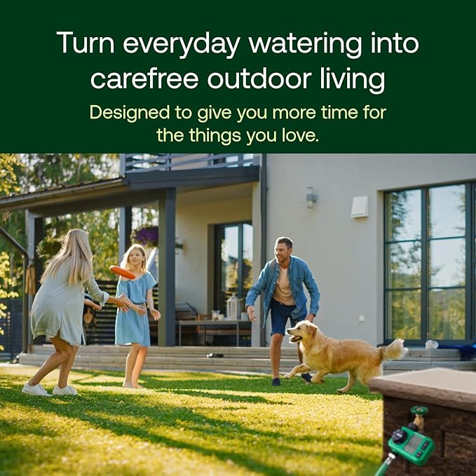 Rain Bird HET100 Electronic Digital Hose End Watering/Irrigation Timer, Battery Operated, 3/4" Garden Hose Thread, Heavy-Duty Brass Inlet, 1 Outlet/Port