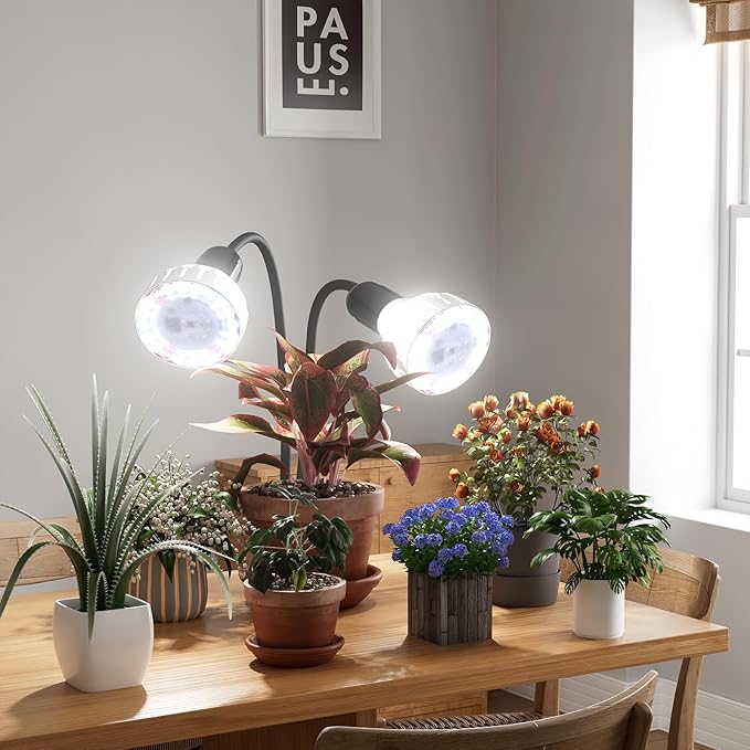 GooingTop Grow Light,24W (160Watts Equiv) 5000K White Full Spectrum LED Growing Lamp Clip on Desk for Indoor Plants,Bulbs Replaceable & Non-dimmable (Black, 160W)