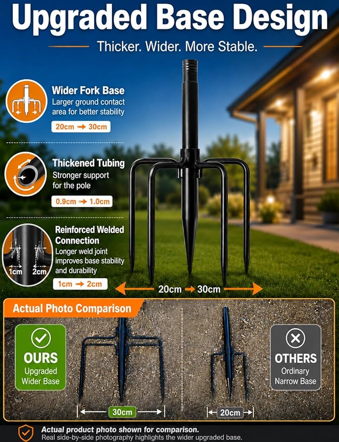 6 Pack String Light Poles for Outside, Thickened Metal Lights Hanger Pole Outdoor with Fork, Lighting Hanging Post Accessories for Patio Decor Garden Backyard Yard Front Porch Outside Decorations