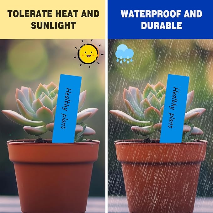 Plant Labels 200 Pcs Yuanling for Seeding Plastic Waterproof Plant Name Tags Garden Labels Marker Garden Pots Stakes for Outdoor Potted Plants Belt Permanent Marking Pen (Blue)