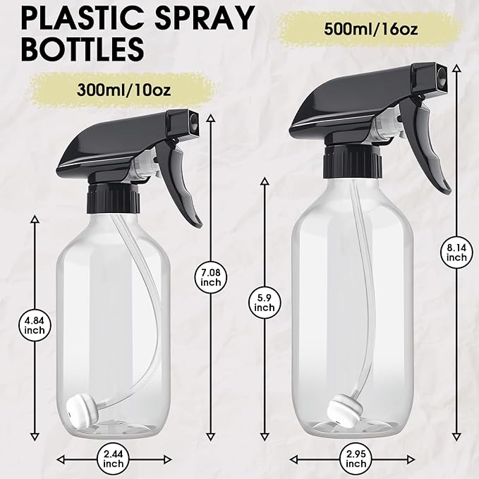 AMORIX Plastic Spray Bottles 2 Pack 360° Water Spray Bottle for Cleaning 16.9 oz/500 ml Upside Down Spray Bottle Small Mister Squirt Bottle with Adjustable Nozzle for Hair, Cooking, Plant, Pet