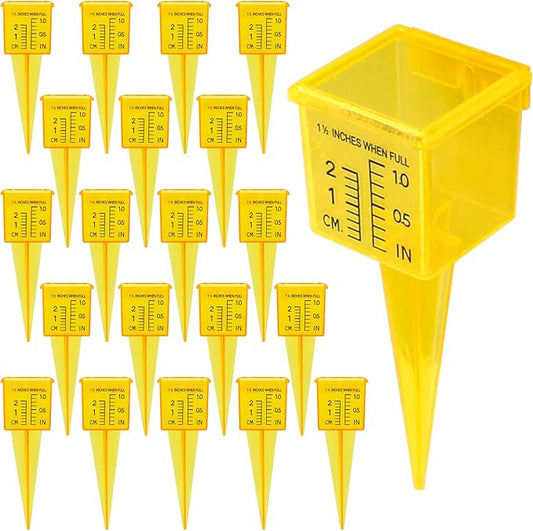 Rain Gauge Outdoor, 1.5" Sprinkler Gauge Lawn Water Gauge for Rain with Wide Mouth Water Measuring Tool for Yard Garden Lawn Deco (15, Yellow)