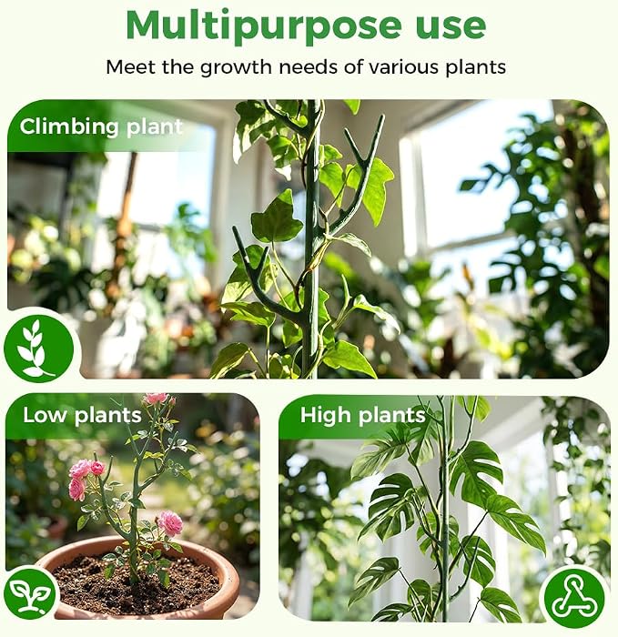 10 Pack Stackable Monstera Plant Support, Garden Plant Support Stakes for Indoor Outdoor Plants, Climbing Plant Support Structures Plant Holder Stick Moss Pole for Support Tall Potted Plants