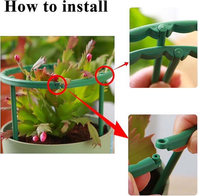 12 Pieces Plant Support Plant Stakes Plastic Cage Holder Small Plant Support Ring for Indoor and Outdoor Small Plants, 9.4" W x 5.5" H