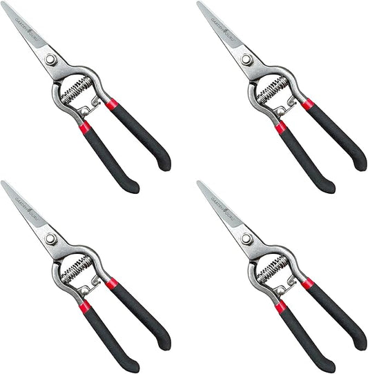 Garden Guru Classic Bypass Pruning Shears Clippers – Heavy Duty Forged Steel Garden Pruners – Safety Lock – Non Slip Comfort Grips – Cuts up to 1” Diameter – Professional Bypass Pruners (4 Pack)
