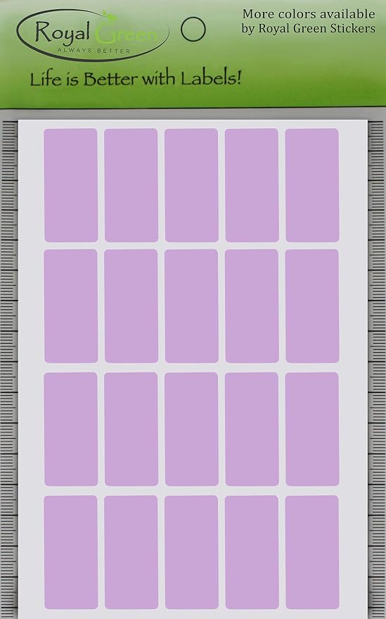 Royal Green Rectangular Colored Labels 1.57inch x 0.75 inch - Rectangle Color Code Stickers in Pastel Purple - 100 Pack