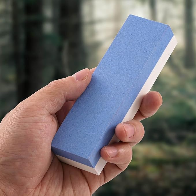 Angerstone Pocket Knife Sharpener Stone 1000/6000 Kit-Professional Whetstone Knife Sharpening Stone - field Sharpening Stones for Knives with Cowhide Pouch for Bushcraft, Camping, Field Use