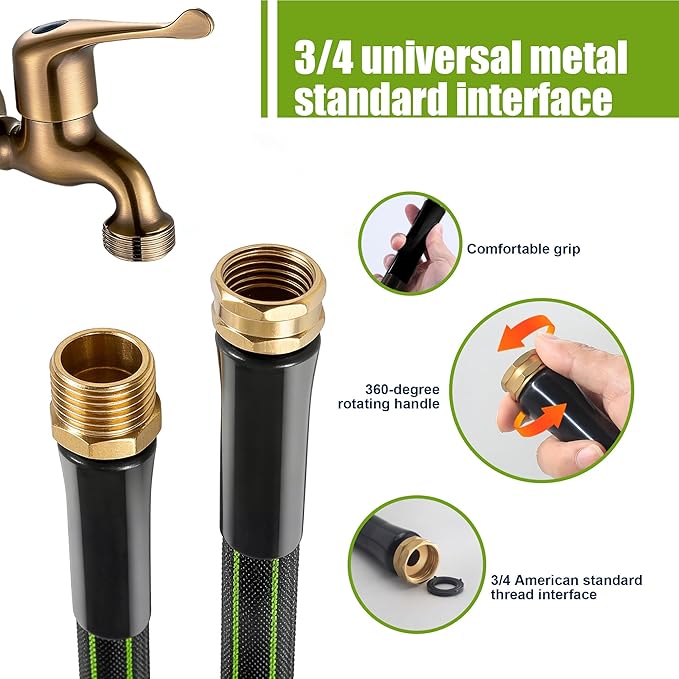 5FT Garden Hose Water Hose – Kink-Free, Abrasion Resistant, Lightweight Flexible, Ideal for Short-Distance & Outdoor Water Hose Use (Balcony, RV, Bathroom)
