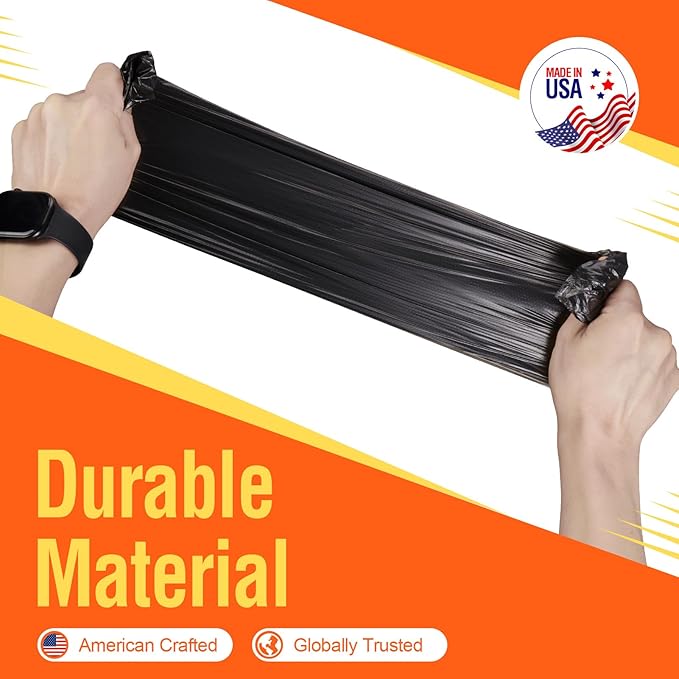 Delxo 30-33 Gallon Trash Bags, 21000 Count – 0.6 Mil Medium Duty Garbage Bags, Durable Plastic Bolsas para basura, Perforated Design– Made in USA for Kitchen, Yard, Office (Black)