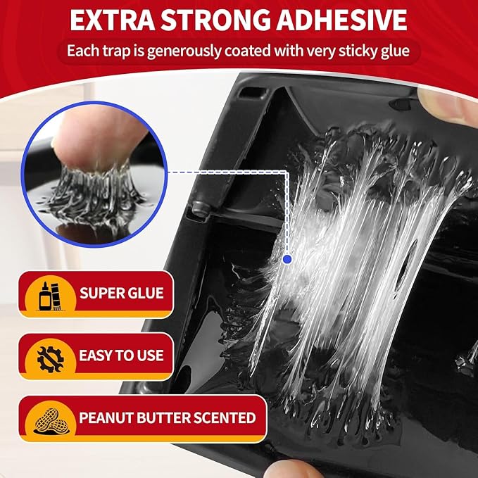 LULUCATCH Mouse Traps, 20 Pack Sticky Mouse Traps Indoor for Home, Pre-Baited Non-Toxic Bulk Glue Traps for Rats, Mice, Roach, Lizards, Pet Safe for Home & Garage, Easy to Use