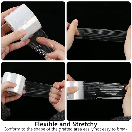 5cm Wide Fruit Tree Grafting Tape, 200 Meters Long PE Stretchable Garden Grafting Tool Plants Self Adhesive Floristry Film for Floral Tree and Poly Budding White,1 Roll