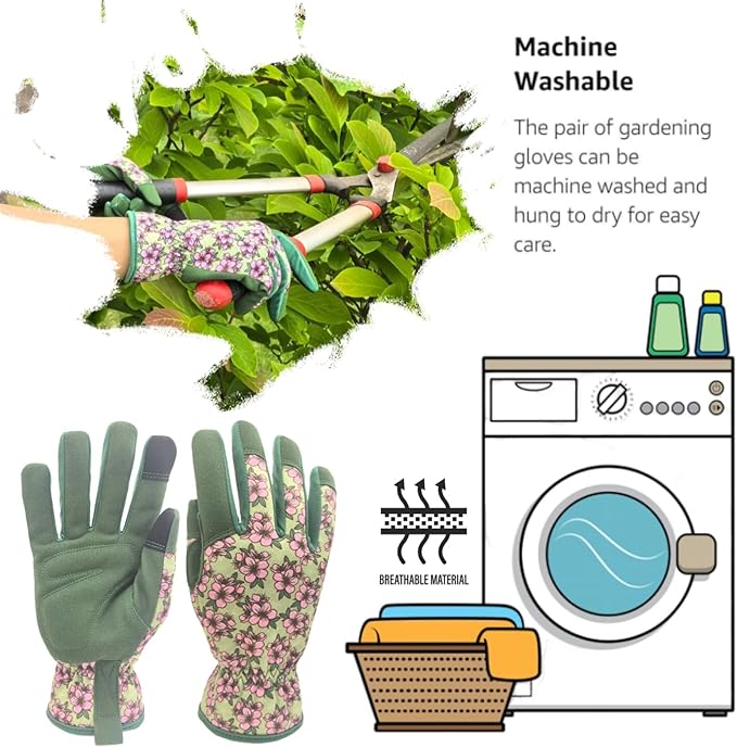 Gardening Gloves,Women Yard Work Garden Glove,Gifts | Thorn Proof,Puncture Resistant,Touchscreen,Gift,Leather,Spandex