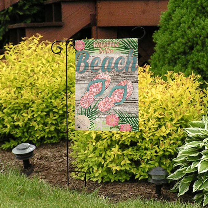 Welcome Beach Flip Flops Summer Double Sided Garden Flag 18" x 12.5" Briarwood Lane