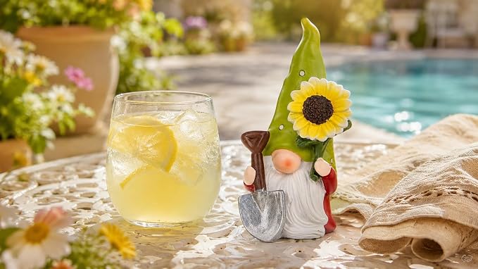 Hodao Summer Decorations for Home - Colorful Garden Gnomes Figurines with Flowers & Tools – Spring Summer Indoor Decor for Table, Lawn, Window Sill – Gift for Garden Lovers
