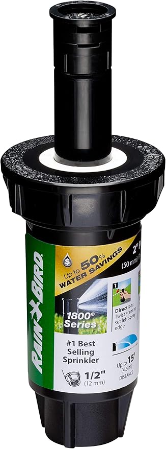 Rain Bird 1802QDSPRS Pressure Regulating (PRS) Professional Dual Spray Pop-Up Sprinkler, 90° Quarter Circle Pattern, 8' - 15' Spray Distance, 2" Pop-up Height (Pack of 2)