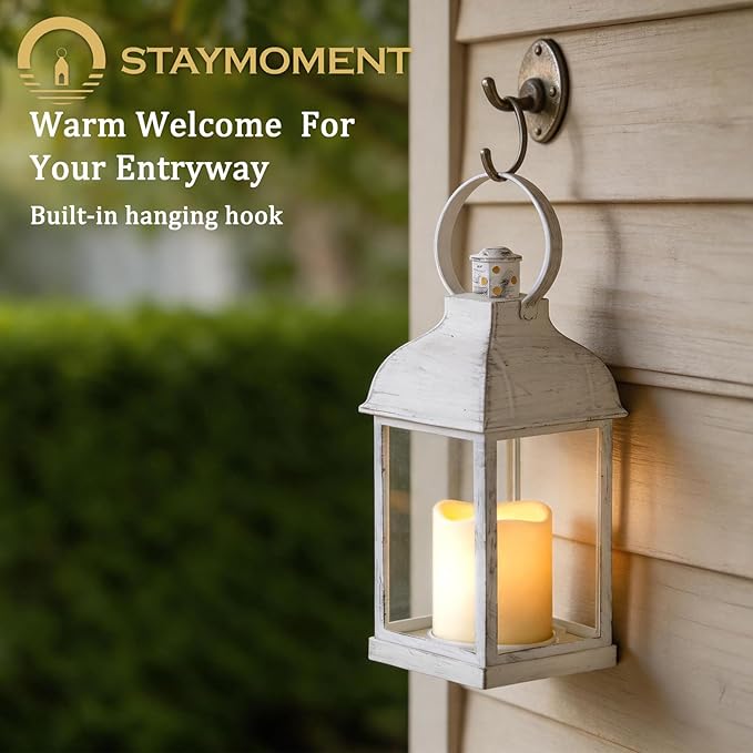 Wedding Decor White Lanterns: 6 Pcs LED Flameless Decorative Indoor Outdoor Farmhouse Candle Holder Bulk for Tables Centerpieces