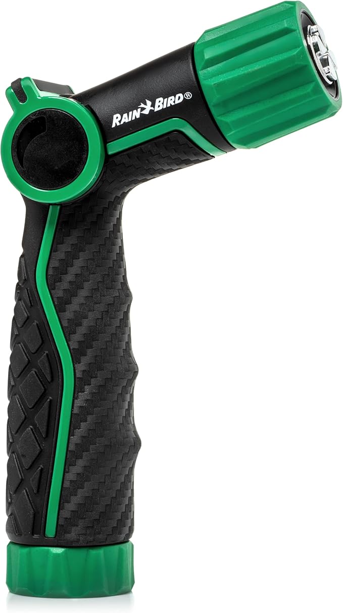 Rain Bird TCNZLADJ Garden Hose Nozzle, Thumb Control, Carbon Fiber Texture, Adjustable Spray Patterns