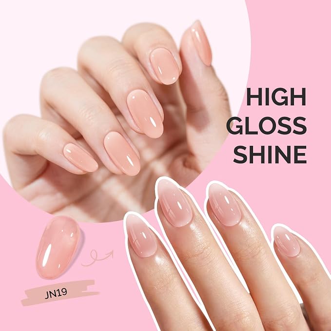 MelodySusie Nude Gel Nail Polish, 0.5Fl.oz Jeweliver Jelly Gel Polish Translucent Nude Nails Sheer Soak Off UV LED Light Cure Gift for Women Girls Nail Art Manicure DIY at Home JN19