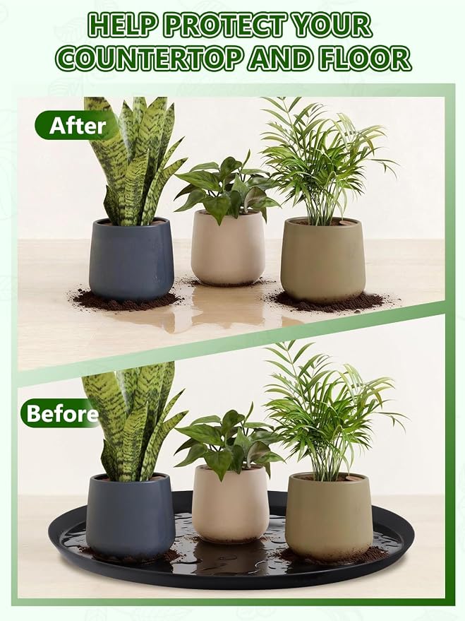 Kalolary 25 Inch Plant Saucer for Potted Plant Silicone Plant Trays Plant Saucer Growing Tray Heavy Sturdy Silicone Plant Drainage Saucers Plant Drip Trays for Pots Seed Starter Growing Trays