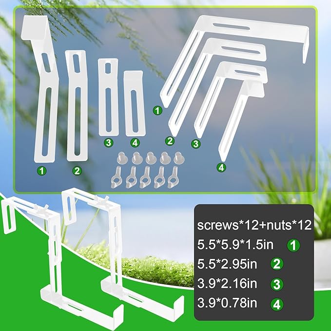 Leinuosen 8 Pcs Adjustable Window Boxes Brackets Planter Box Bracket Heavy Duty Deck Railing Hanging Flower Stand for Windowsill Garden Fence Balcony (White)